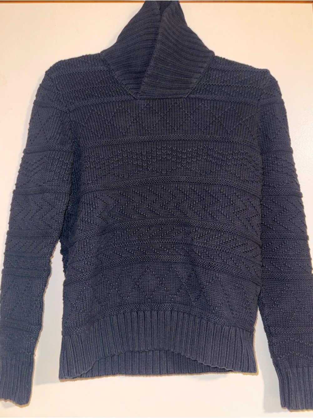 American Eagle Navy Textured Cowl Neck Cable Knit Sweater Size S PREPPY VGUC